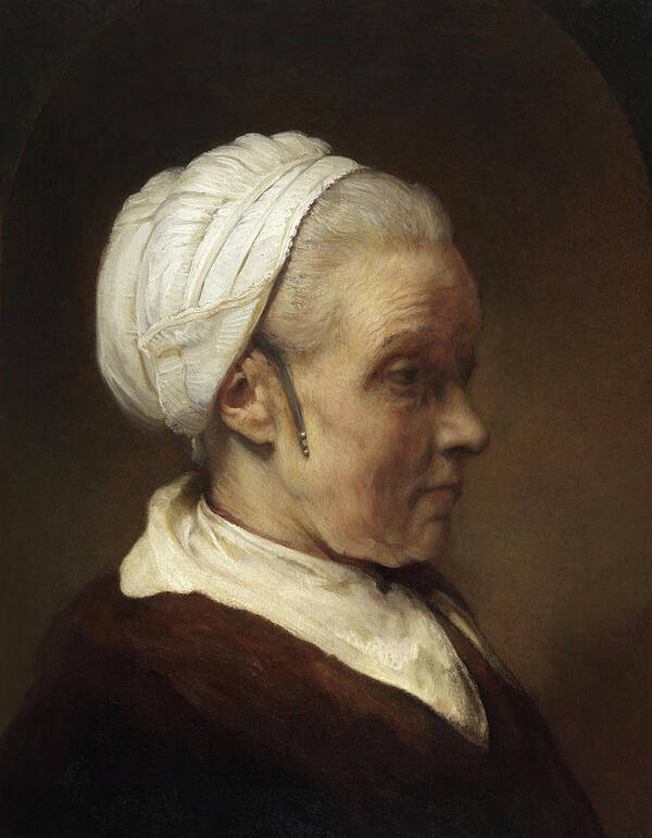 Rembrandt Van Rijn Poster featuring the painting Study of a Woman in a White Cap by Rembrandt van Rijn