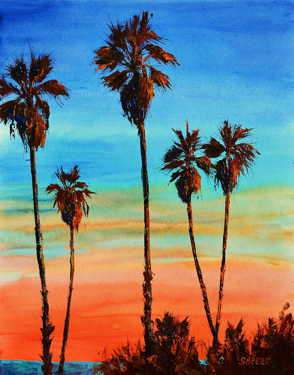 Palm Trees Poster featuring the painting Sunset Palms by Lynee Sapere