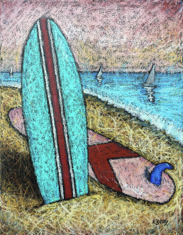 Surfboards Poster featuring the painting Surfing and Sailing by Karla Beatty