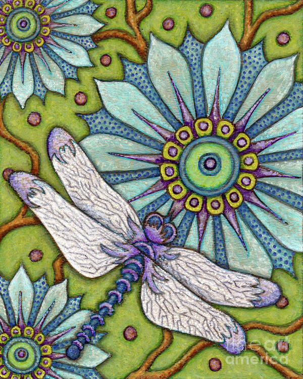 Dragonfly Poster featuring the painting Tapestry Dragonfly by Amy E Fraser