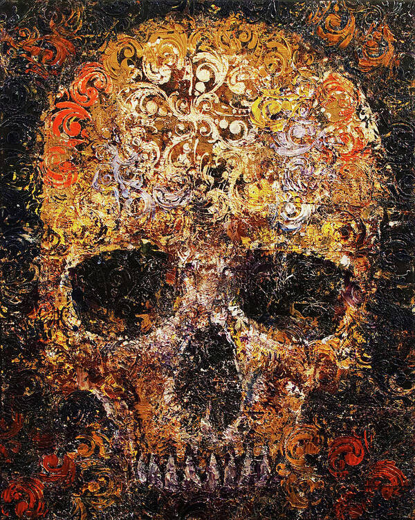 Texture Poster featuring the painting Textured Skull by Michael Creese