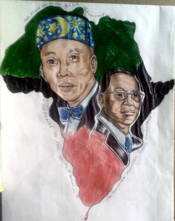 Blak Art Poster featuring the drawing The Honorable Elijah Muhammad and the Minister Louis Farrakhan by Joedee