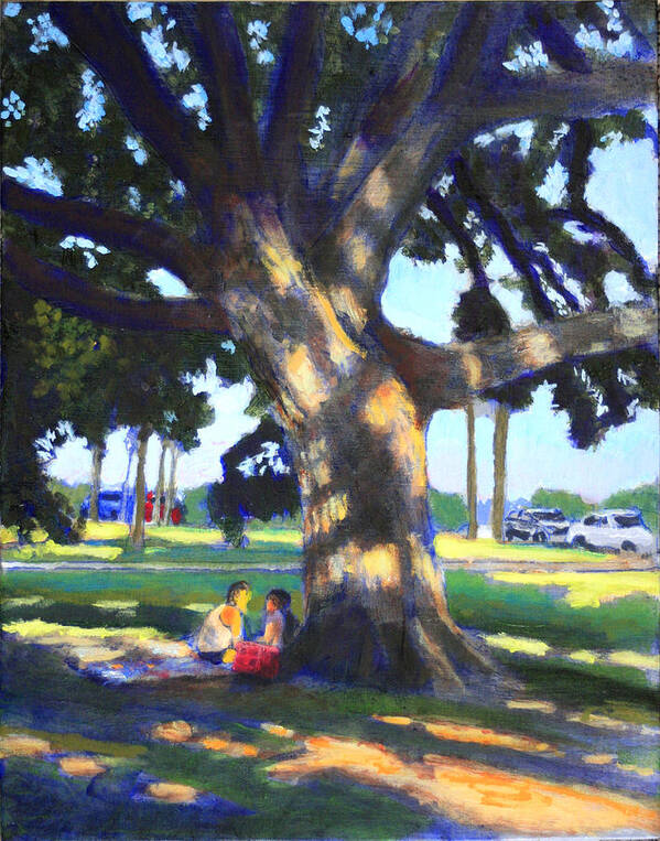 Charleston Sc Poster featuring the painting The Picnic at Battery Street by David Zimmerman