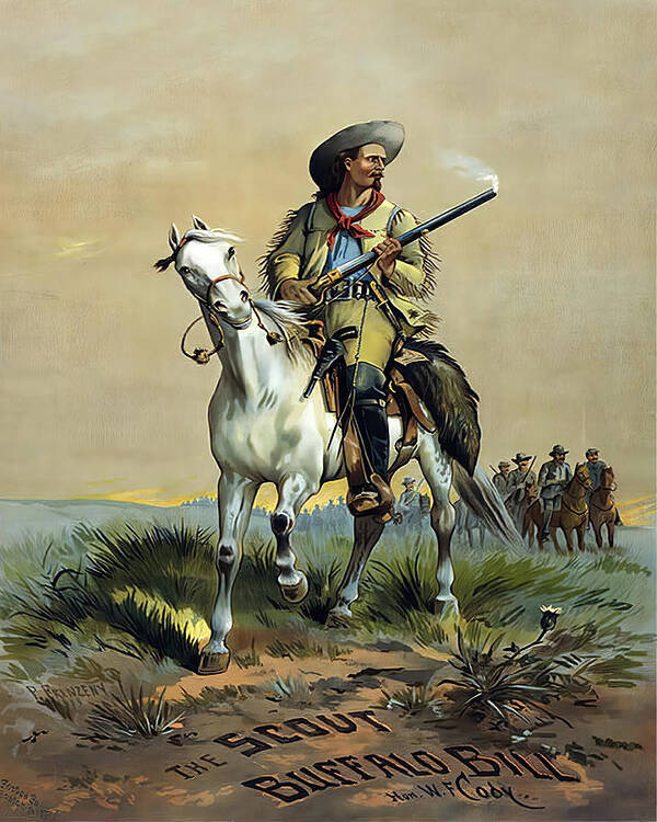 The Scout Buffalo Bill Cody Poster featuring the digital art The Scout Buffalo Bill Cody by Rosa Bonher