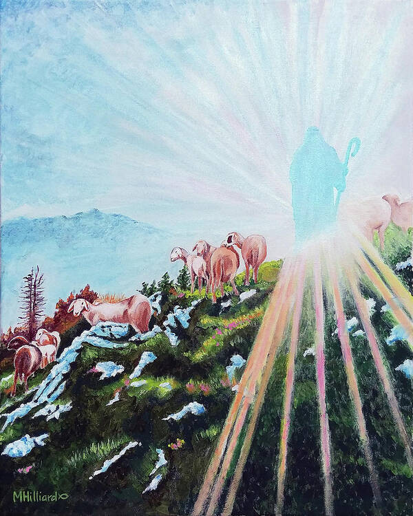 Sheep Poster featuring the painting The Shepherd by Marilyn Borne