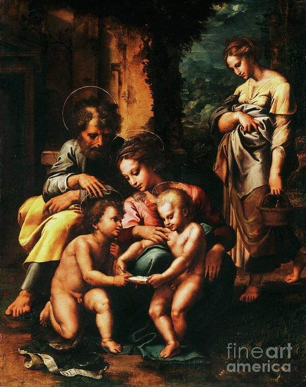 16th Century Poster featuring the painting The Spinola Holy Family by Giulio Romano