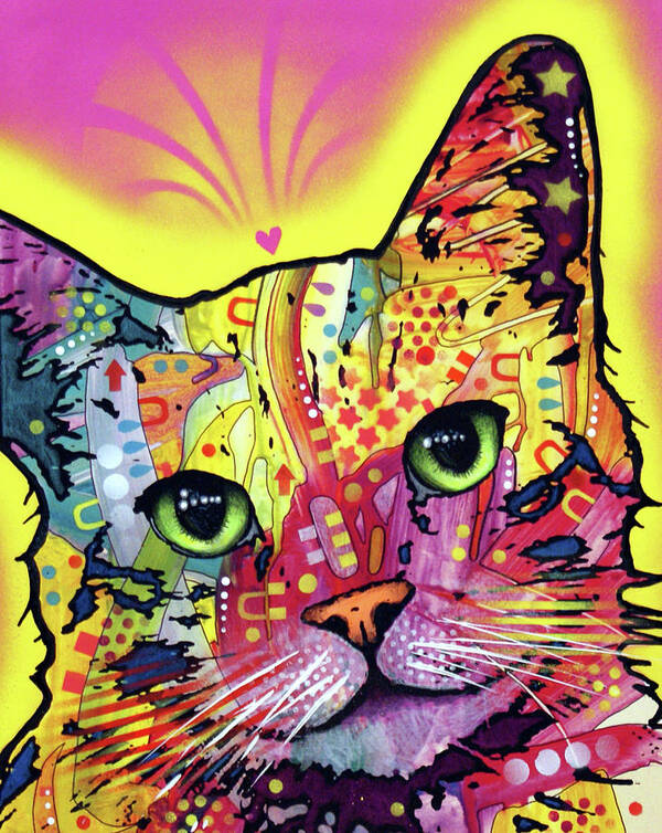 Tilt Cat I Poster featuring the mixed media Tilt Cat I by Dean Russo
