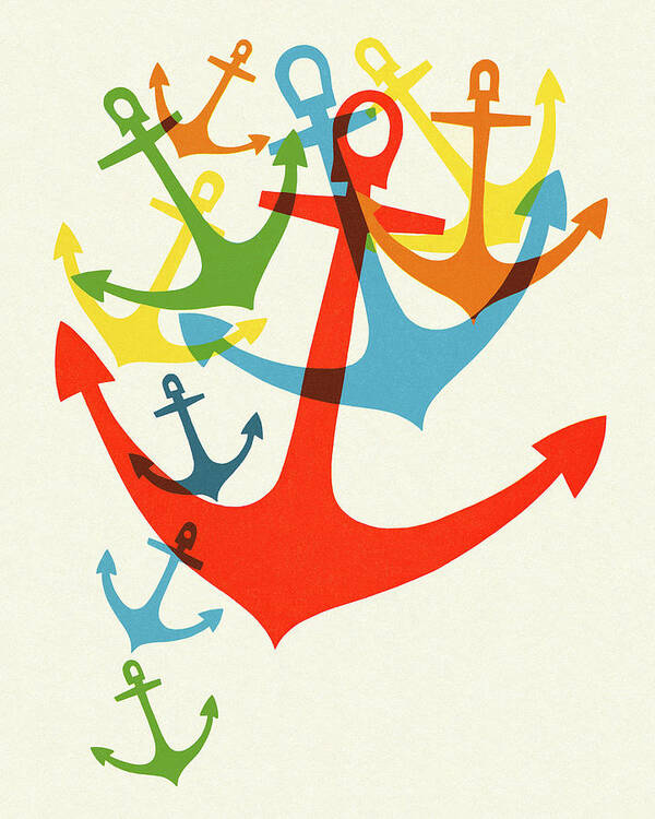 Anchor Poster featuring the drawing Variety of Anchors by CSA Images