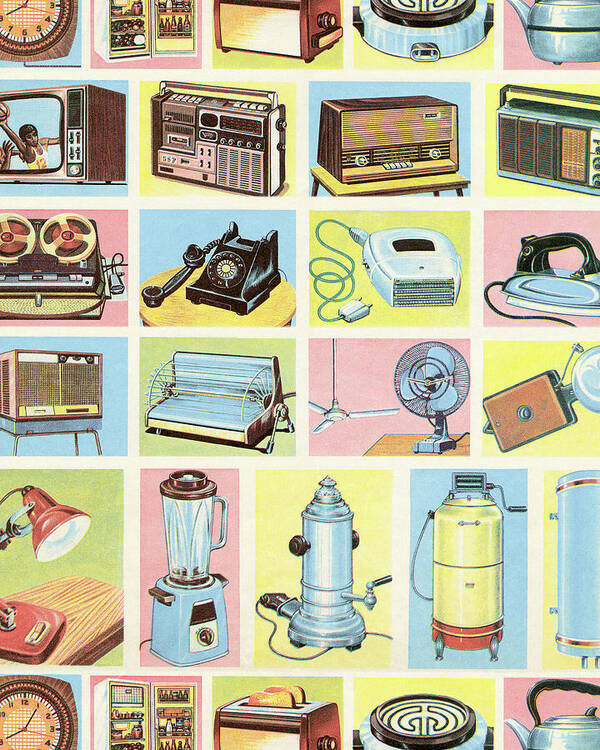 Appliance Poster featuring the drawing Variety of Electronics by CSA Images