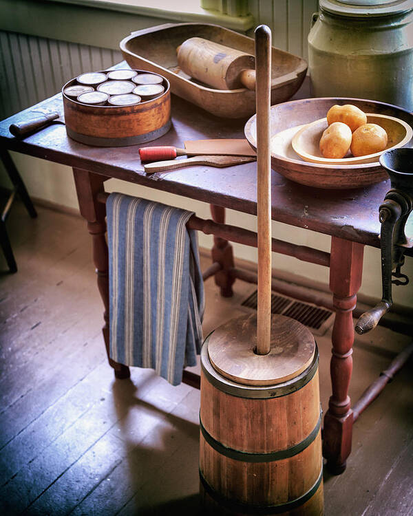 Butter Churn Poster featuring the photograph Vintage Farmhouse Butter Churn by James Eddy