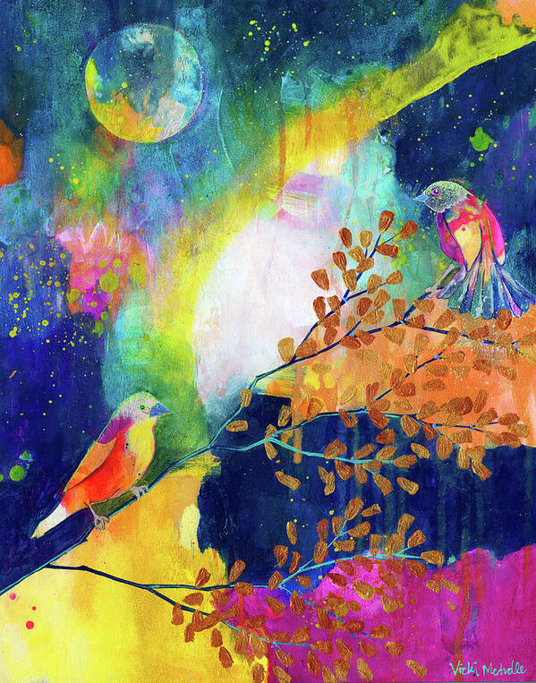 We'll Be Birds Poster featuring the mixed media We'll Be Birds by Vicki Mcardle Art