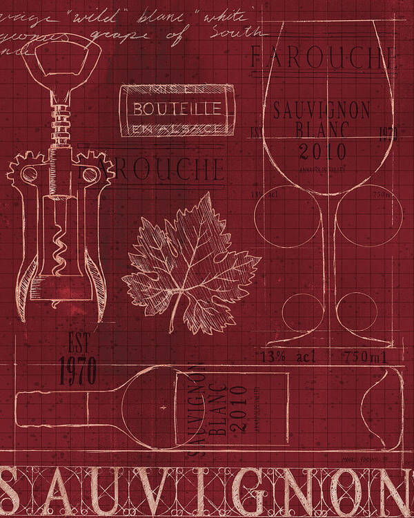 Alcohol Poster featuring the painting Wine Blueprint Iv by Marco Fabiano