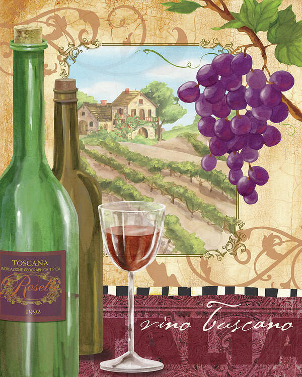 Wine Glass Poster featuring the mixed media Wine Country by Fiona Stokes-gilbert