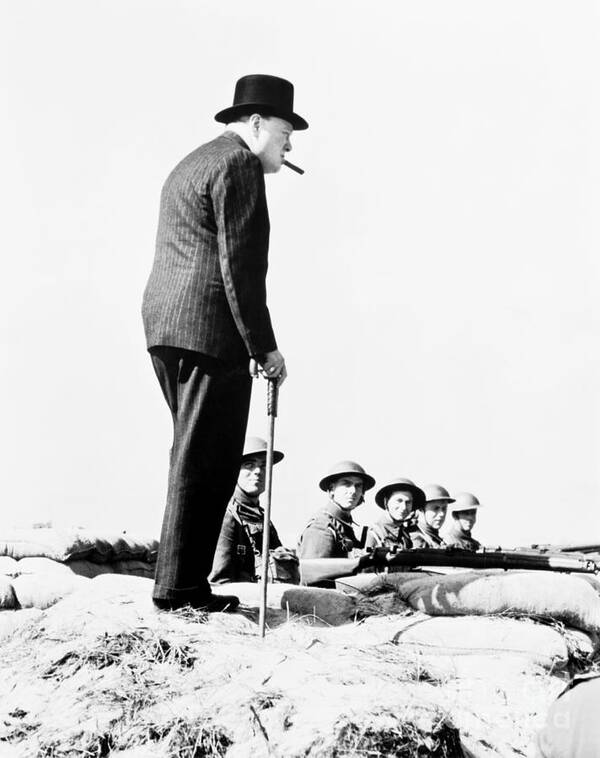 Winston Churchill Visiting Coastal Defences Near Dover In 1940 Poster featuring the photograph Winston Churchill Visiting Coastal Defences Near Dover In 1940, Photo by English Photographer