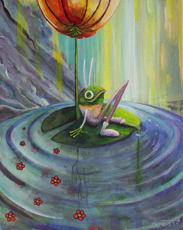 Frog Poster featuring the painting A Frog in a Bunny Suit #1 by Mindy Huntress
