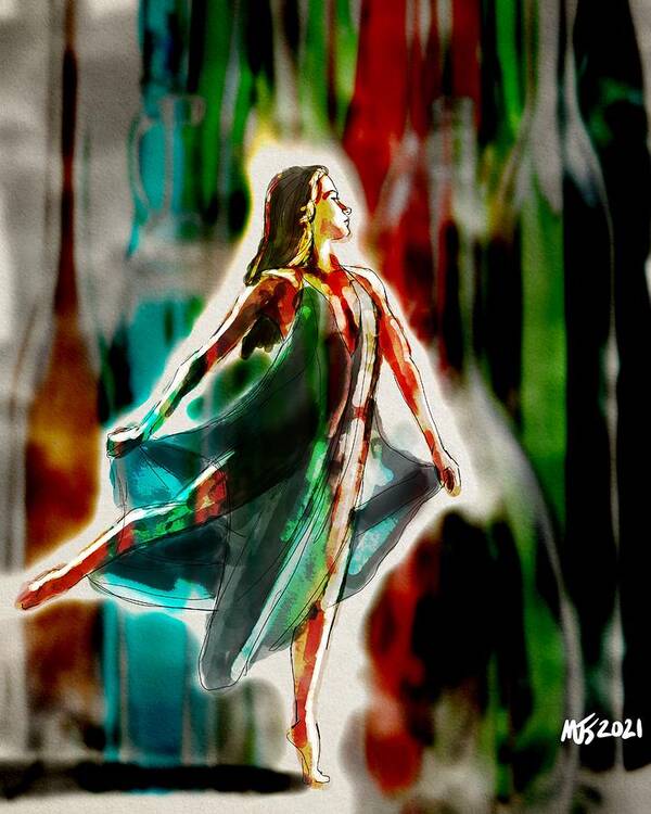 Dancer Poster featuring the digital art Dancing In The Dark #1 by Michael Kallstrom