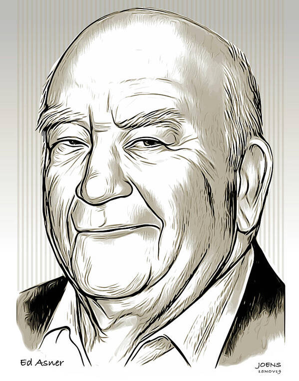 Ed Asner Poster featuring the mixed media Ed Asner #1 by Greg Joens