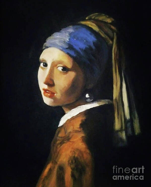 Master Copy Poster featuring the painting Girl With A Pearl Earring after Vermeer #1 by Jamie Derr