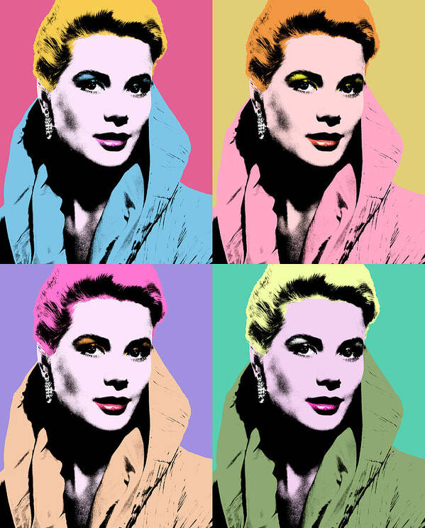 Grace Kelly Poster featuring the mixed media Grace Kelly pop art #1 by Movie World Posters
