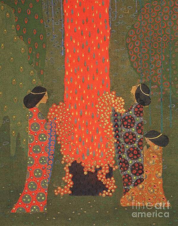 Tree Poster featuring the painting Mystic meeting, 1914, by Vittorio Zecchin by Vittorio Zecchin