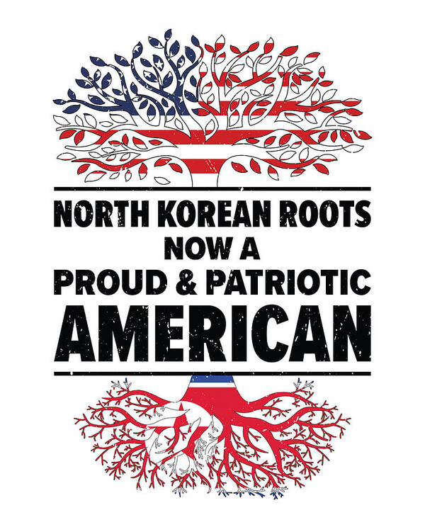 North Korean Poster featuring the digital art North Korean American Patriot USA Grown North Korea US Flag #1 by Toms Tee Store