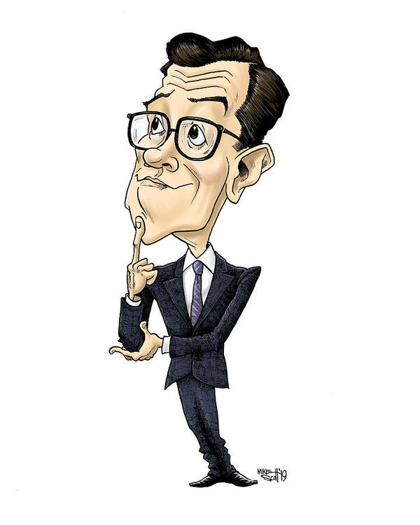 Caricature Poster featuring the drawing Stephen Colbert #1 by Mike Scott