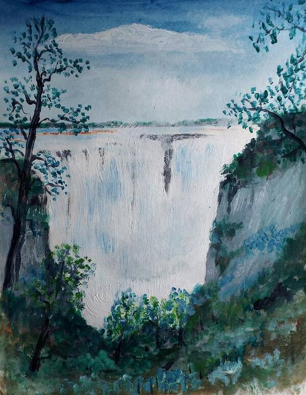 Landscape Poster featuring the painting Victoria Falls #1 by Charles Ray