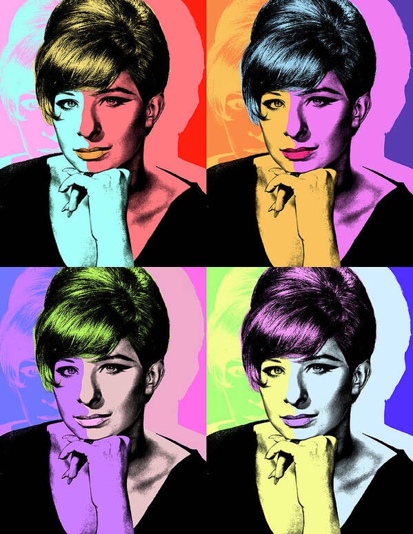 Barbra Streisand Poster featuring the mixed media Barbra Streisand pop art #2 by Movie World Posters