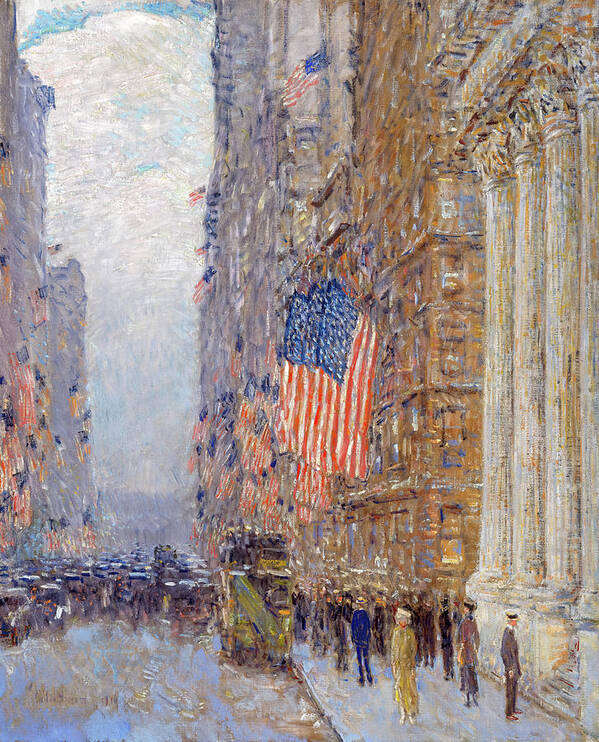 Flags On The Waldorf Poster featuring the painting Flags on the Waldorf #2 by Childe Hassam