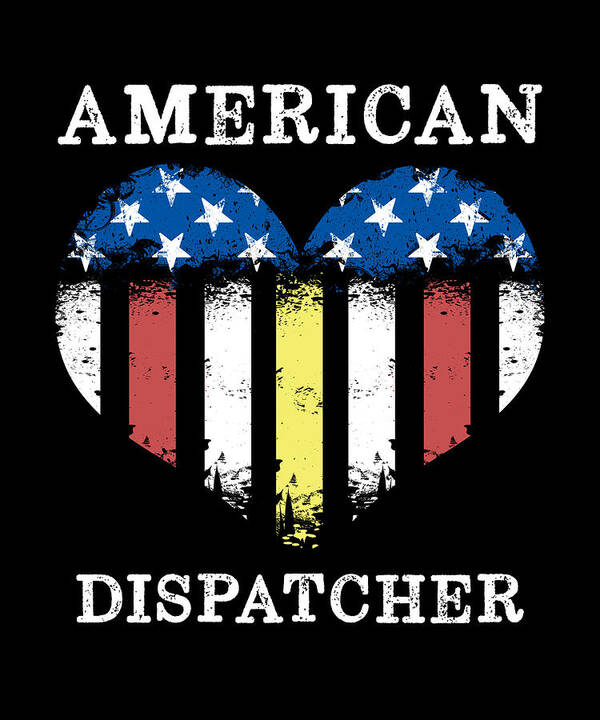 911 Dispatcher Poster featuring the digital art Dispatcher 911 Thin Gold Yellow Line #4 by Mercoat UG Haftungsbeschraenkt