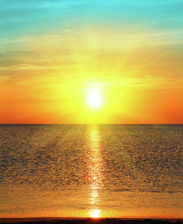 Sunrise Poster featuring the photograph Sunrise Over Sea #9 by Mikhail Kokhanchikov