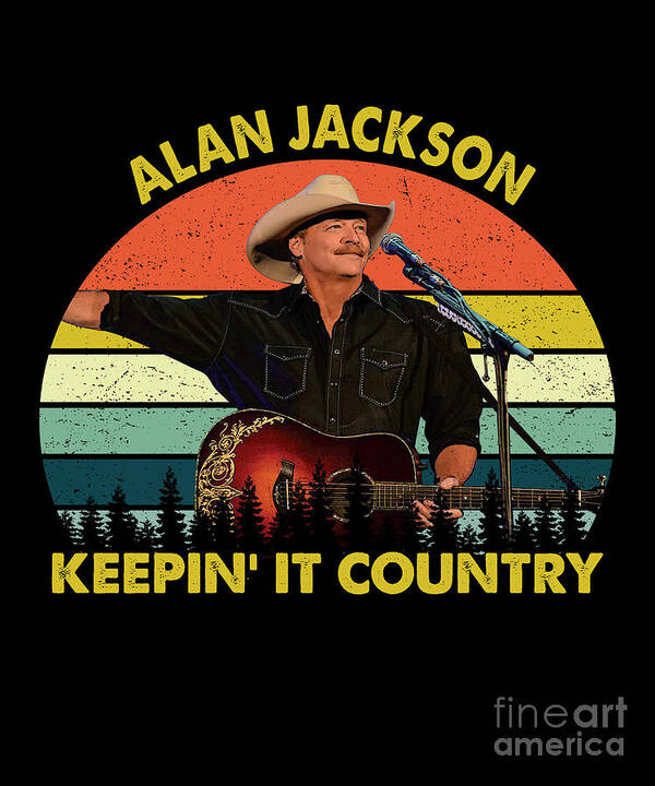 Alan Jackson Poster featuring the digital art Alan Jackson Keepin' It Country Vintage by Notorious Artist
