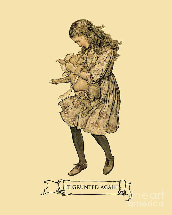 Alice In Wonderland Poster featuring the digital art Alice with piglet by Madame Memento