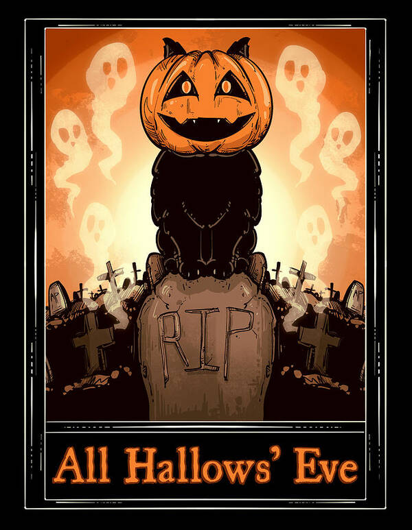 Card Poster featuring the drawing All Hallows' Eve Tarot by Ludwig Van Bacon