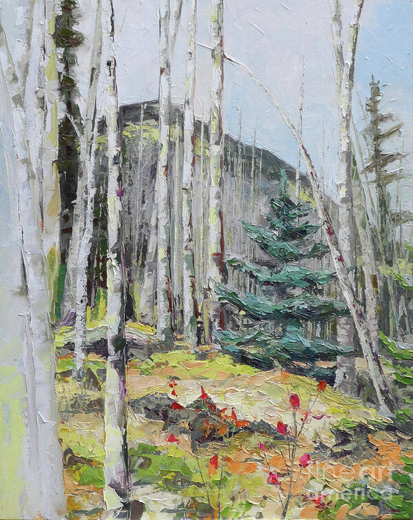 Aspen Poster featuring the painting Among the Aspen, 2018 by PJ Kirk
