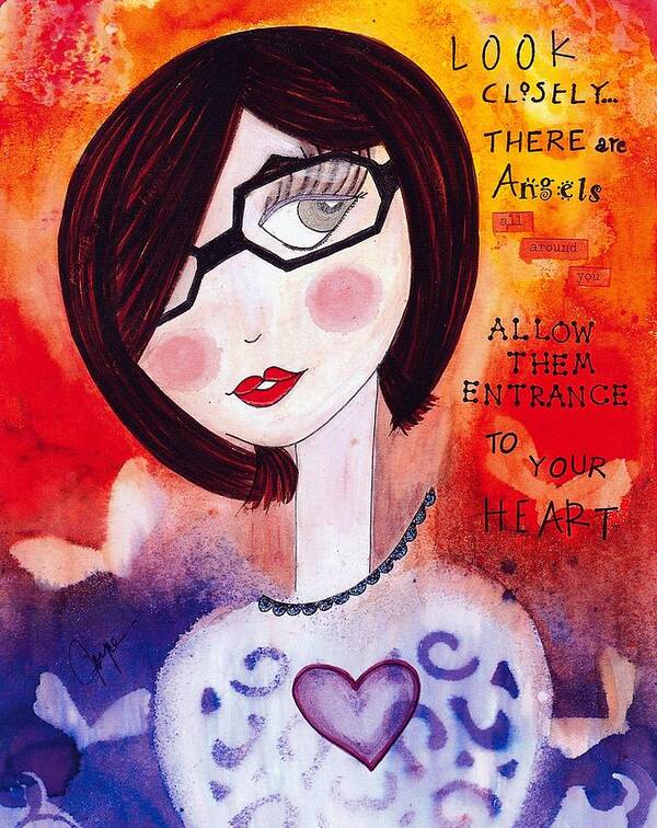 Inspirational Poster featuring the mixed media Angel by Joyce Auteri