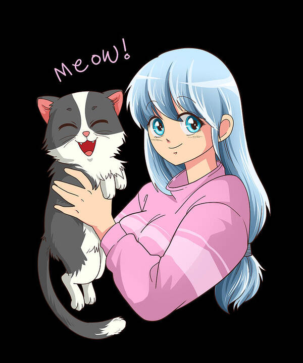 Anime Neko Cat Girl I Waifu Pastel Kawaii Anime Gi' Sticker