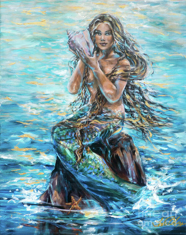 Mermaids Poster featuring the painting Ariel Study by Linda Olsen