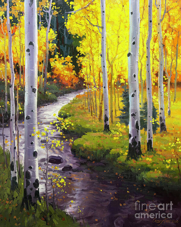 Large Mural Painting Aspen Poster featuring the painting Aspen Twilight by Gary Kim