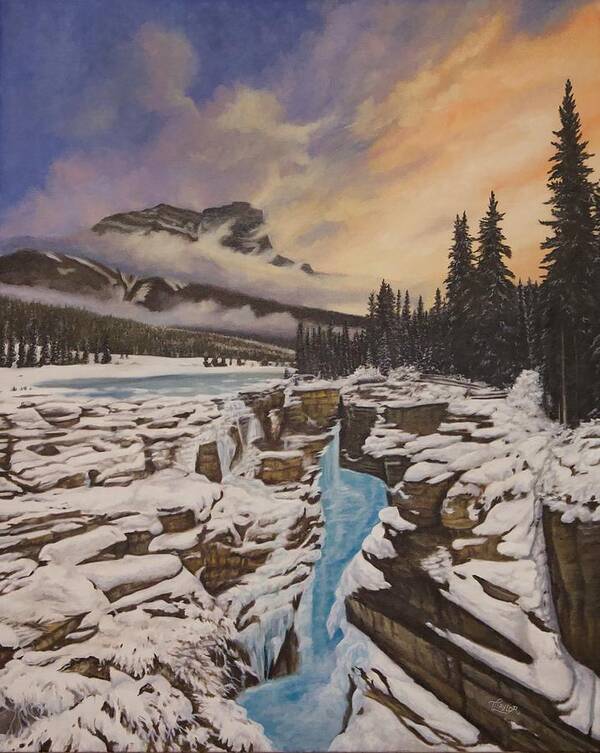 Athabasca Falls Poster featuring the painting Athabasca Falls by Tammy Taylor