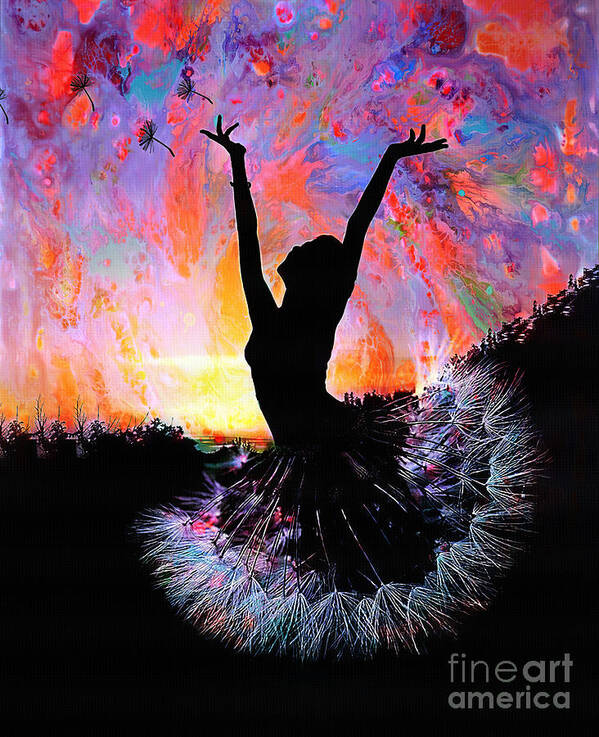 Ballerina Poster featuring the painting Ballerina dance flower girl 043 by Gull G