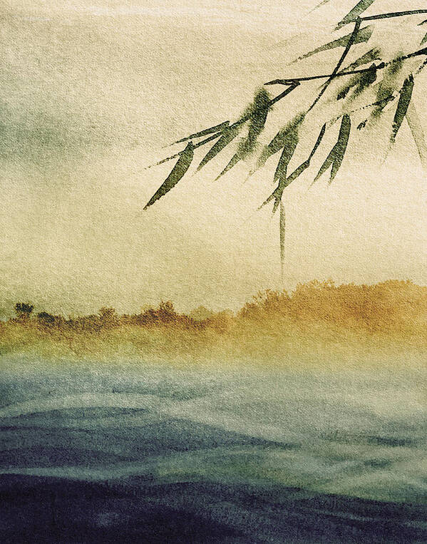 Watercolor Paintings Poster featuring the mixed media Bamboo Over Water by Colleen Taylor
