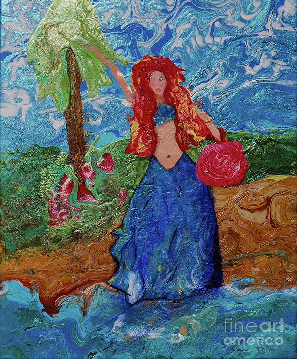 Beach Poster featuring the painting Beach Girl by Tessa Evette