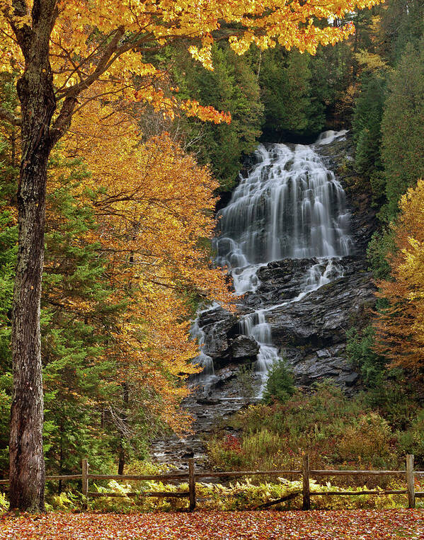 Fall Poster featuring the photograph Beaver Brook Falls - Colebrook, NH October 2012 by John Rowe