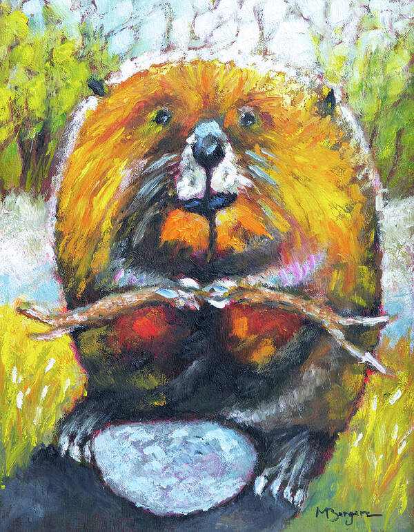 Beaver Poster featuring the painting Beaver by Mike Bergen