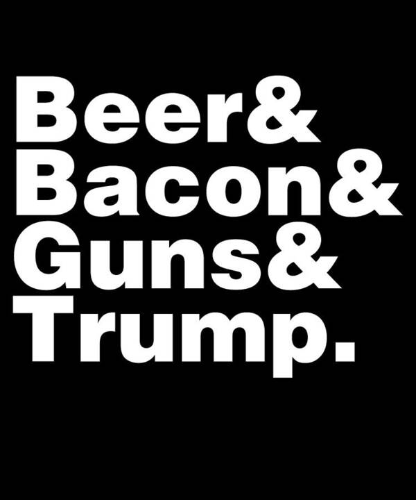 Funny Poster featuring the digital art Beer Bacon Guns And Trump by Flippin Sweet Gear