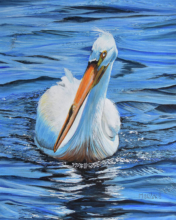 Pelican Poster featuring the painting Blue-Eyed Pete by Marilyn McNish