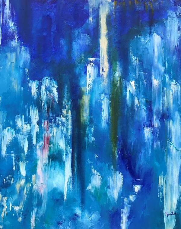 Abstract Art Poster featuring the painting Blue Grotto - 24 X 30 Oil on Canvas by Hyacinth Paul by Hyacinth Paul