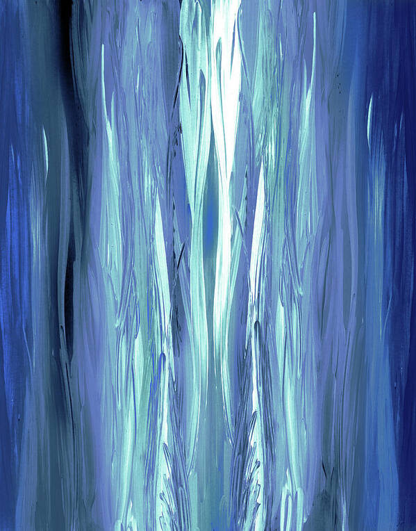 Blue Poster featuring the painting Blue Teal Light At The End Of The Tunnel Abstract Decor by Irina Sztukowski