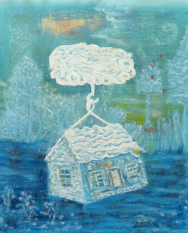 Blue With Cloud Poster featuring the painting Blue with cloud by Elzbieta Goszczycka